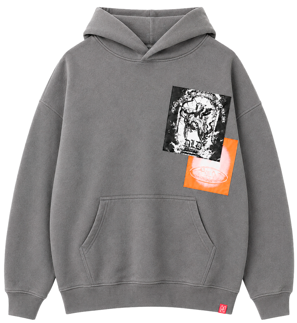 DLD OVERSIZED GRAPHIC HOODIE ASPHALT - DYF2-25H45