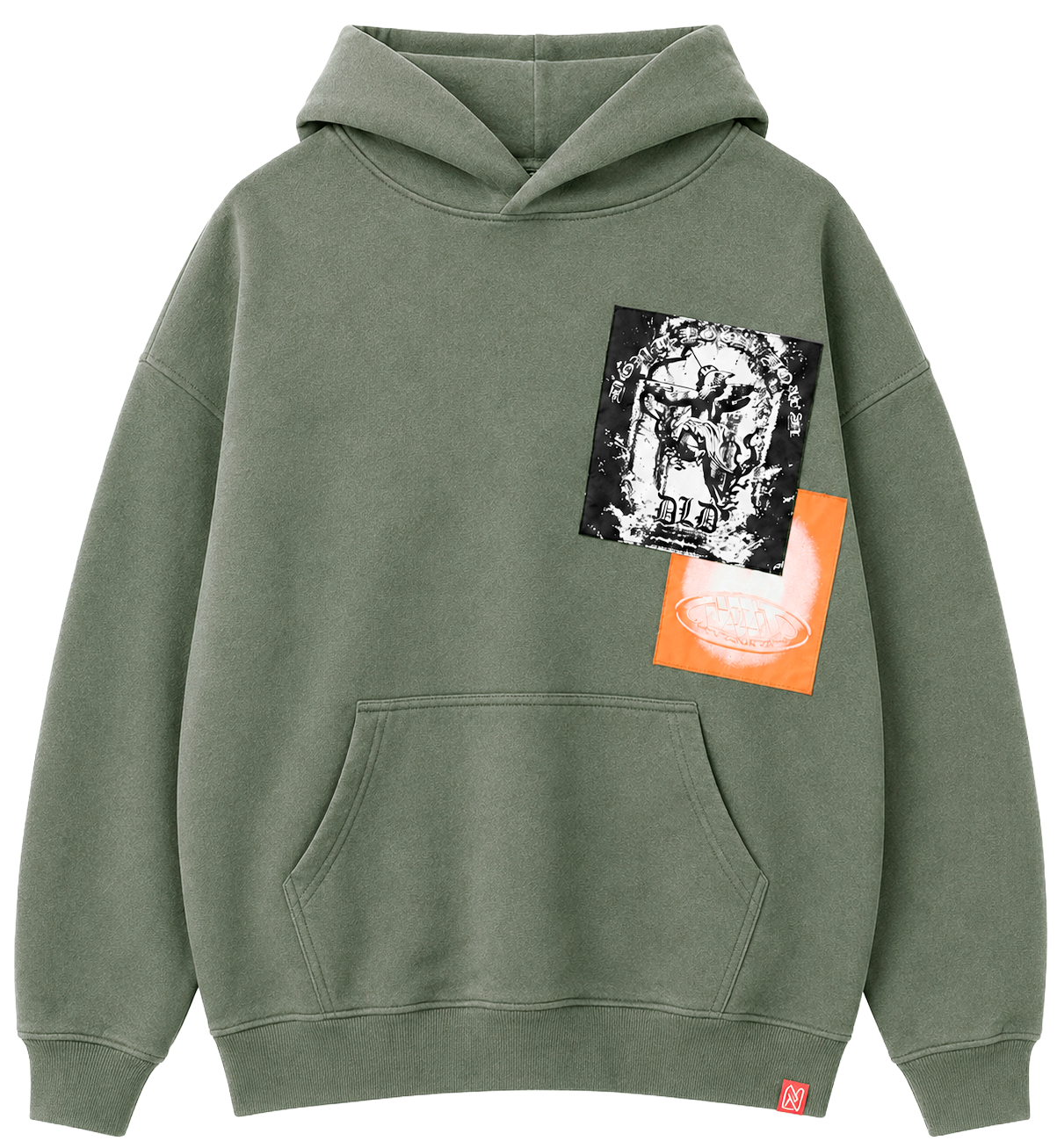 DLD OVERSIZED GRAPHIC HOODIE OYSTER - DYF2-25H45