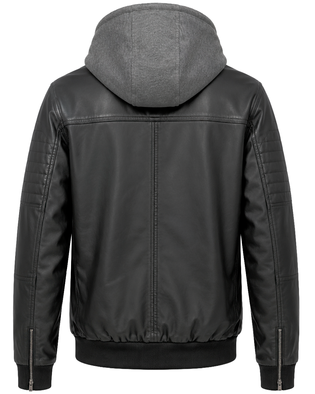 XUEHANHU LEATHER HOODED JACKET BLACK - O21