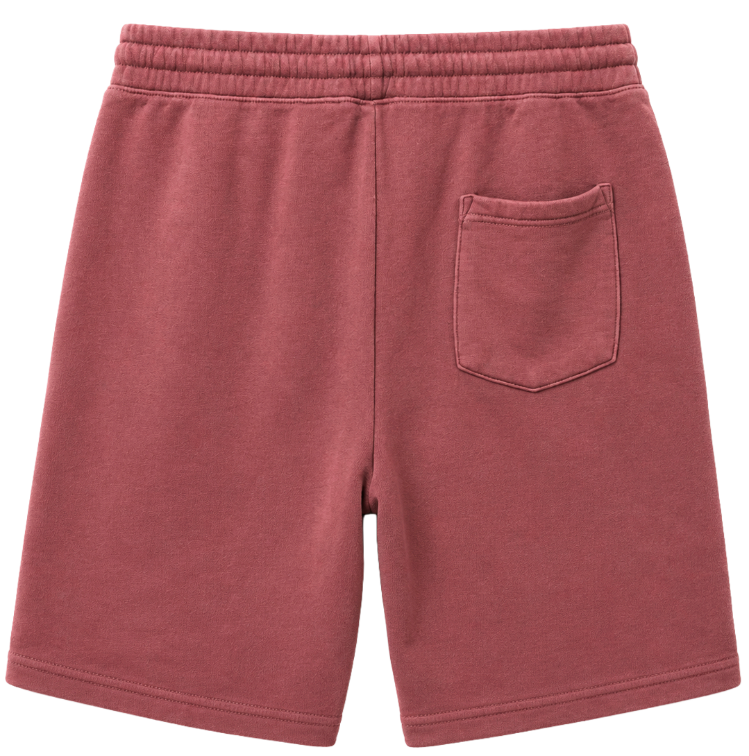 WELL ESTABLISHED GRAPHIC SWEAT SHORTS MAROON - SPLATTER