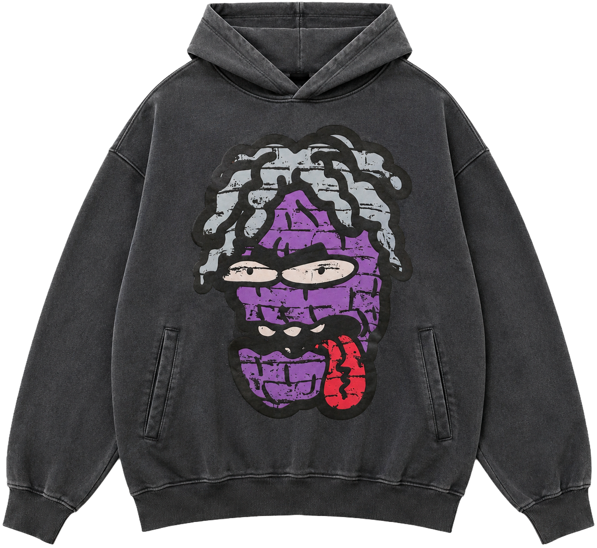 REBEL MINDS BIG FACE HOODIE CHARCOAL - 152-331