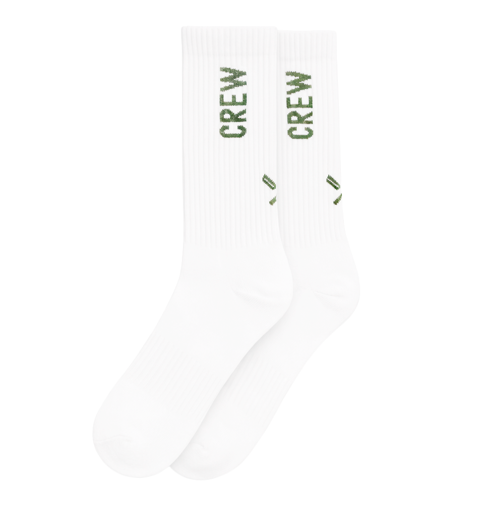 DISTORTED PEOPLE ATHLETIC CREW SOCKS WHT/DUSTY GREEN - 3611