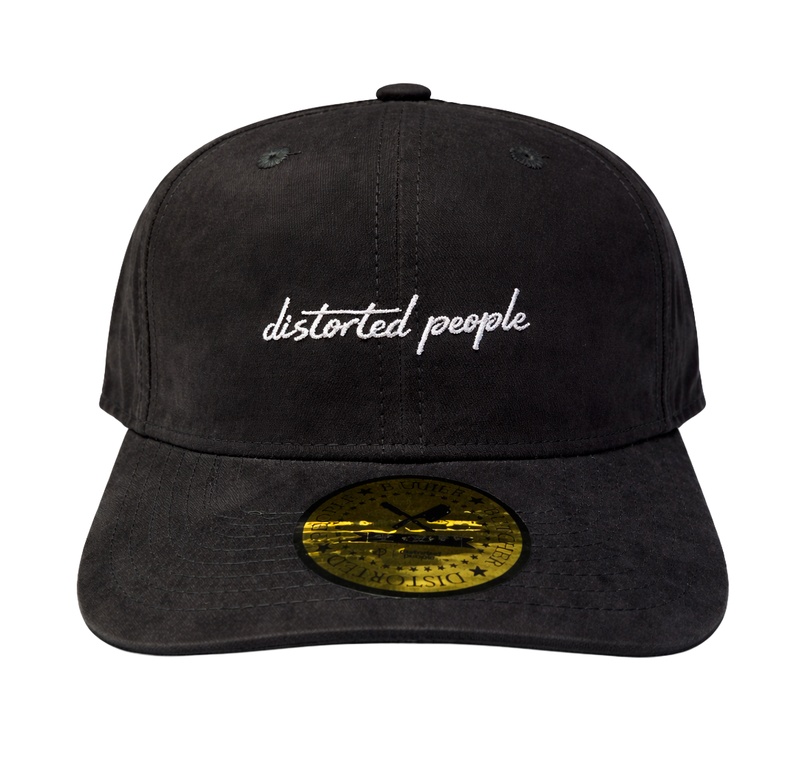 DISTORTED PEOPLE SUEDE SNAPBACK HAT BLACK/WHITE - 2525