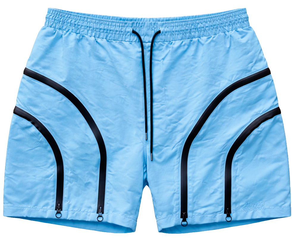 EPTM NYLON ZIPPERED TRACK SHORTS SKY BLUE - 12268