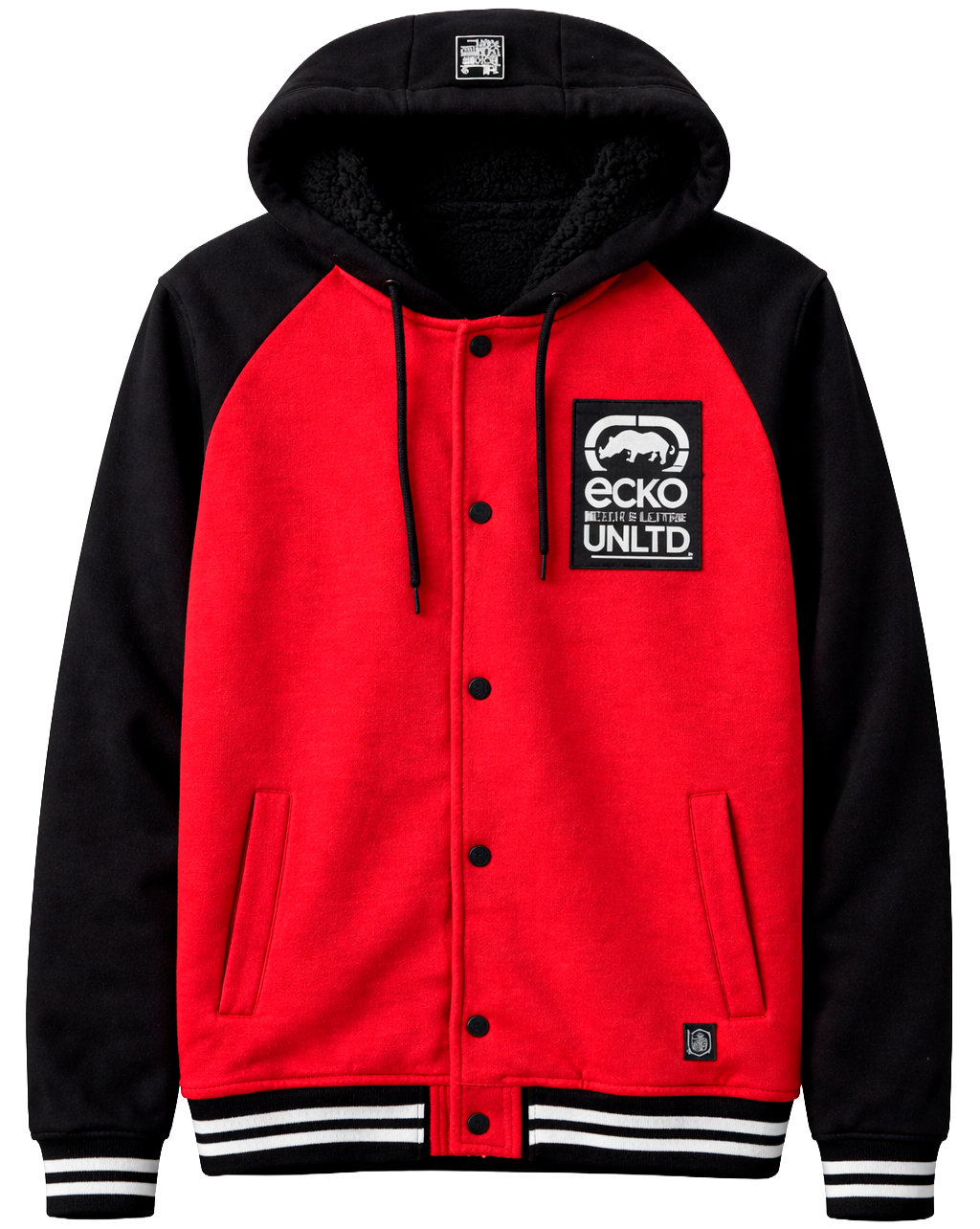 ECKO UNLTD SHERPA HOODIE VARSITY JACKET TRUE RED - EO34O663 - Steal Deal
