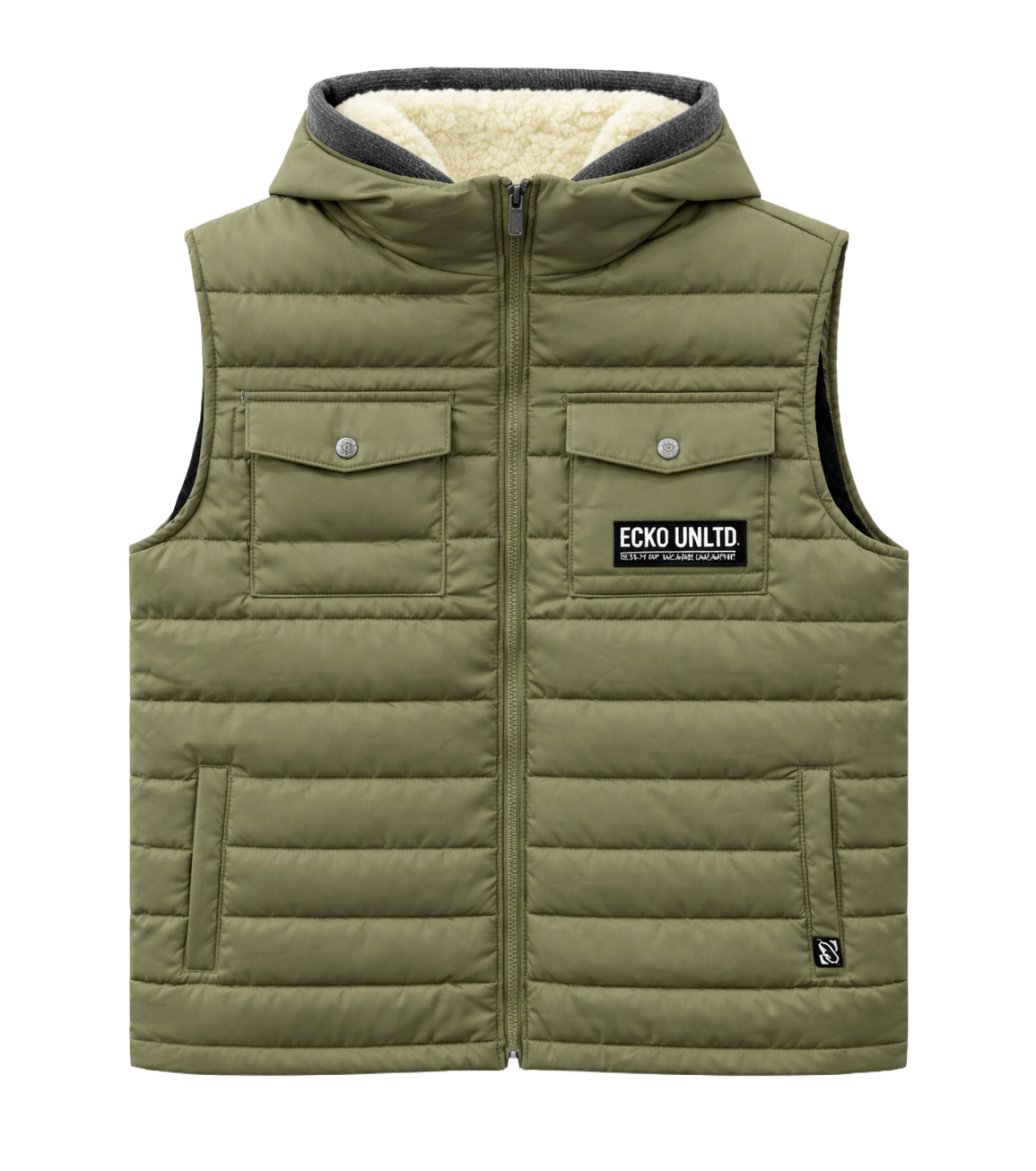 ECKO UNLTD SHERPA HOODIE VEST OLIVE - EO34O520 - Steal Deal