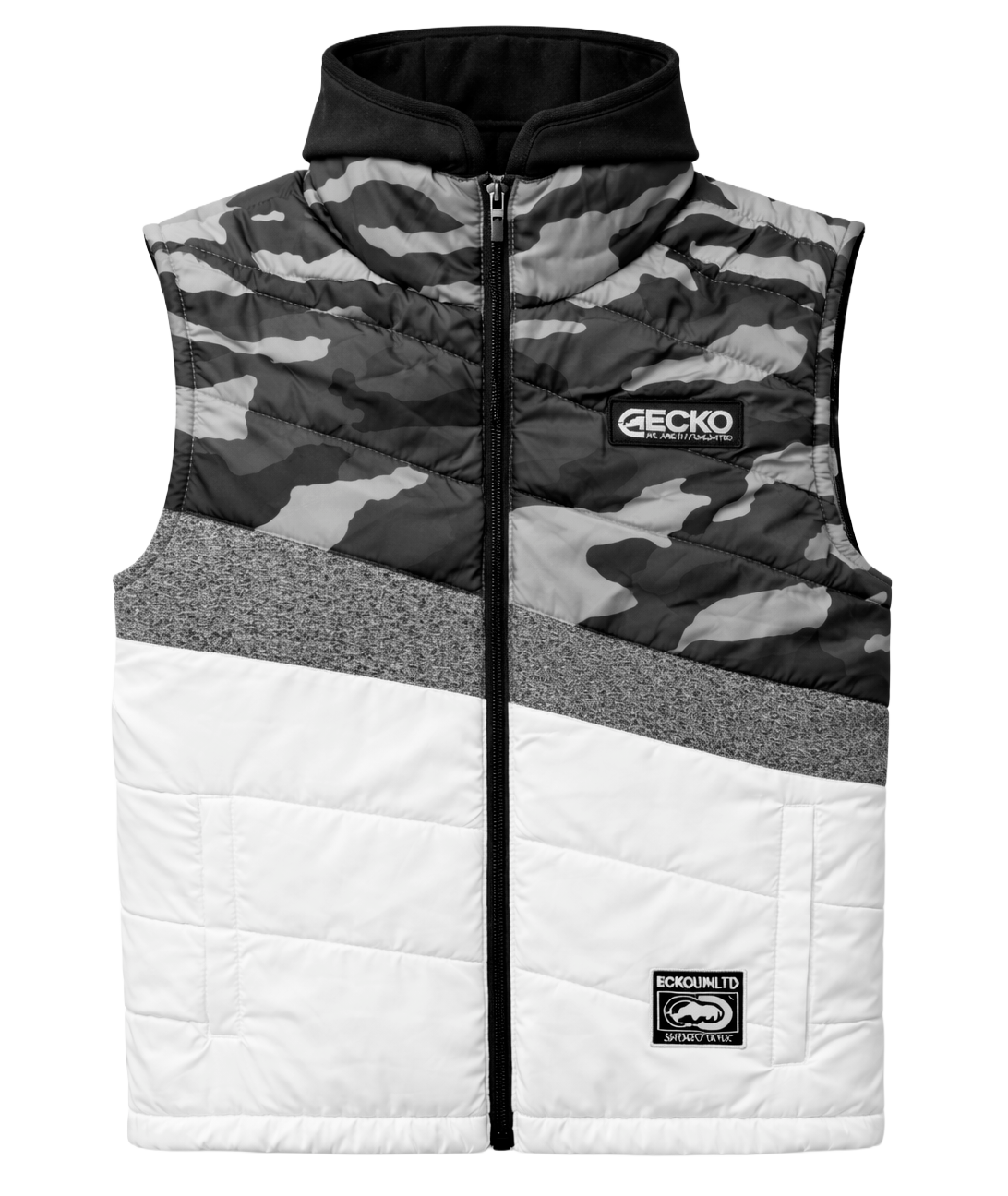 ECKO UNLTD ZIP HOODIE VEST WHITE/STREET CAMO - EO32O375 - Steal Deal