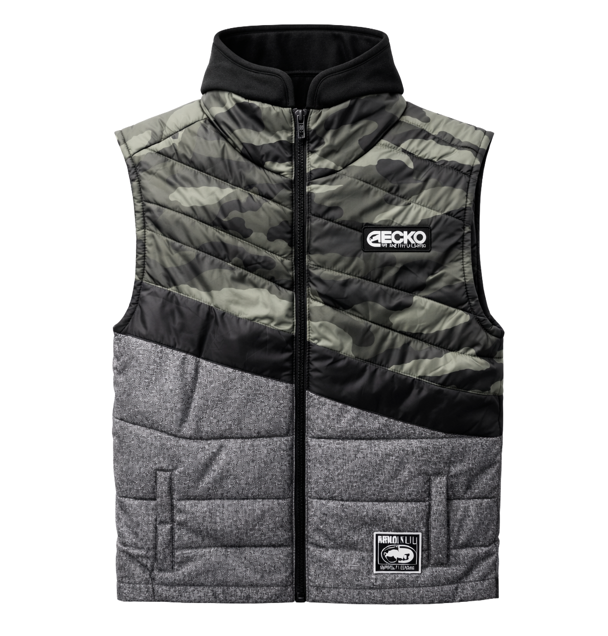 ECKO UNLTD ZIP HOODIE VEST GREY MARLED/COMBAT - EO32O375