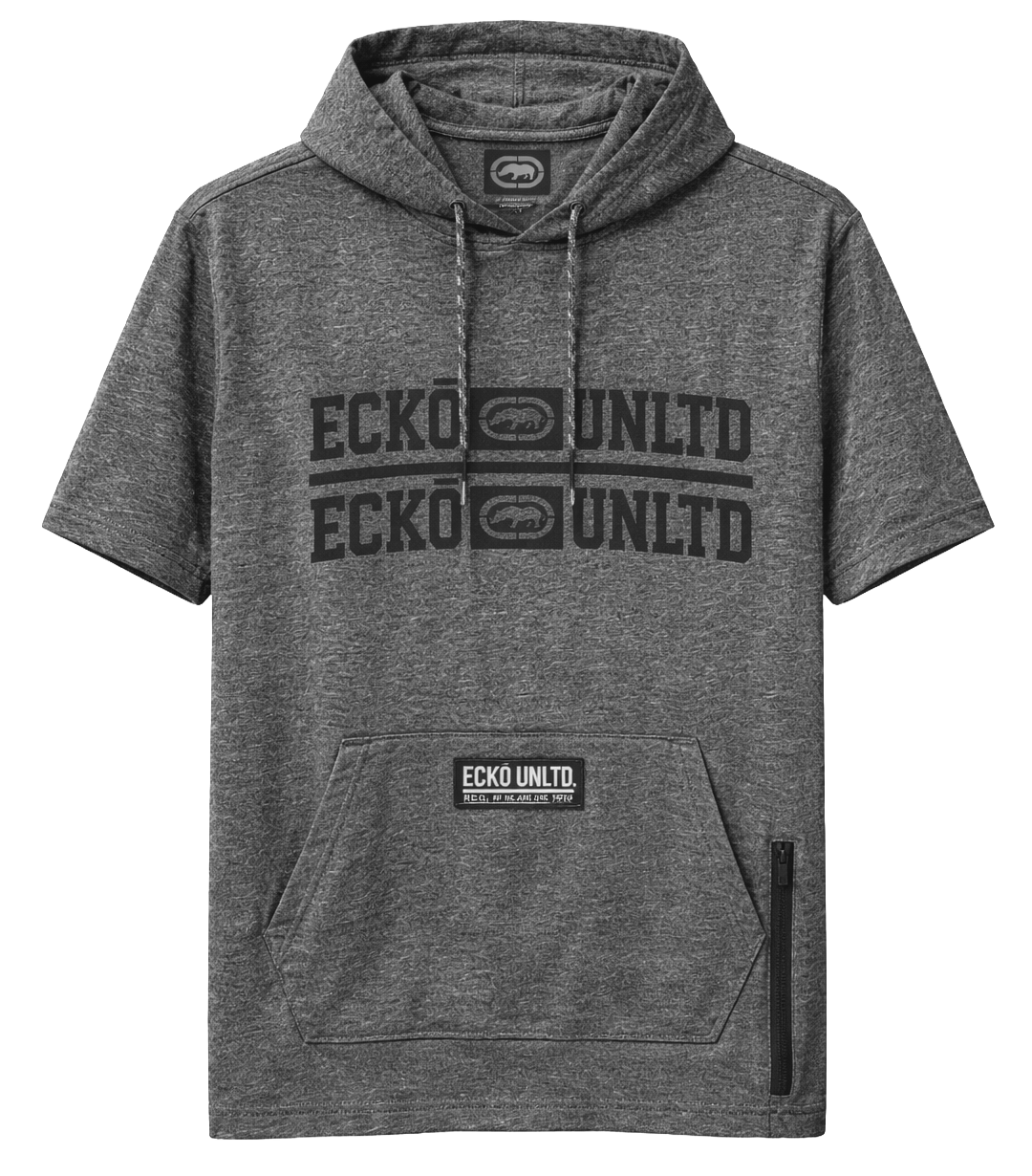 ECKO UNLTD S/S HOODIE T-SHIRT BLACK MARLED - EO14K1576