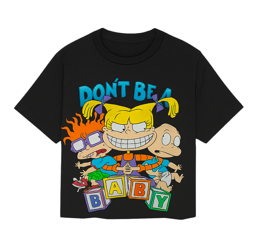 JUNIOR GIRLS RUGRATS CROP T-SHIRT BLACK - 7NTV95770