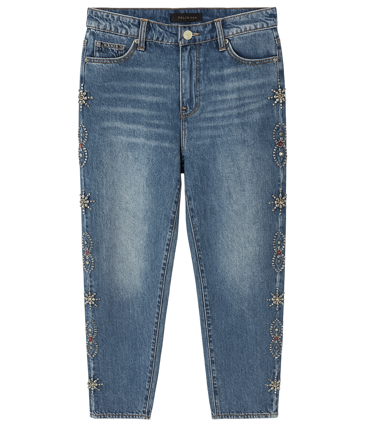 EMBELLISH STUDDED JEANS BLUE BLUE WASHED - EMBHOL24-044