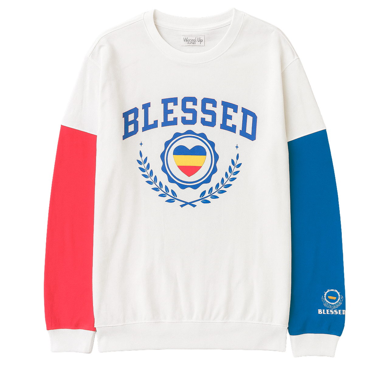 WOMENS LICENSED CREWNECK WHITE - BLESSED / OP3179