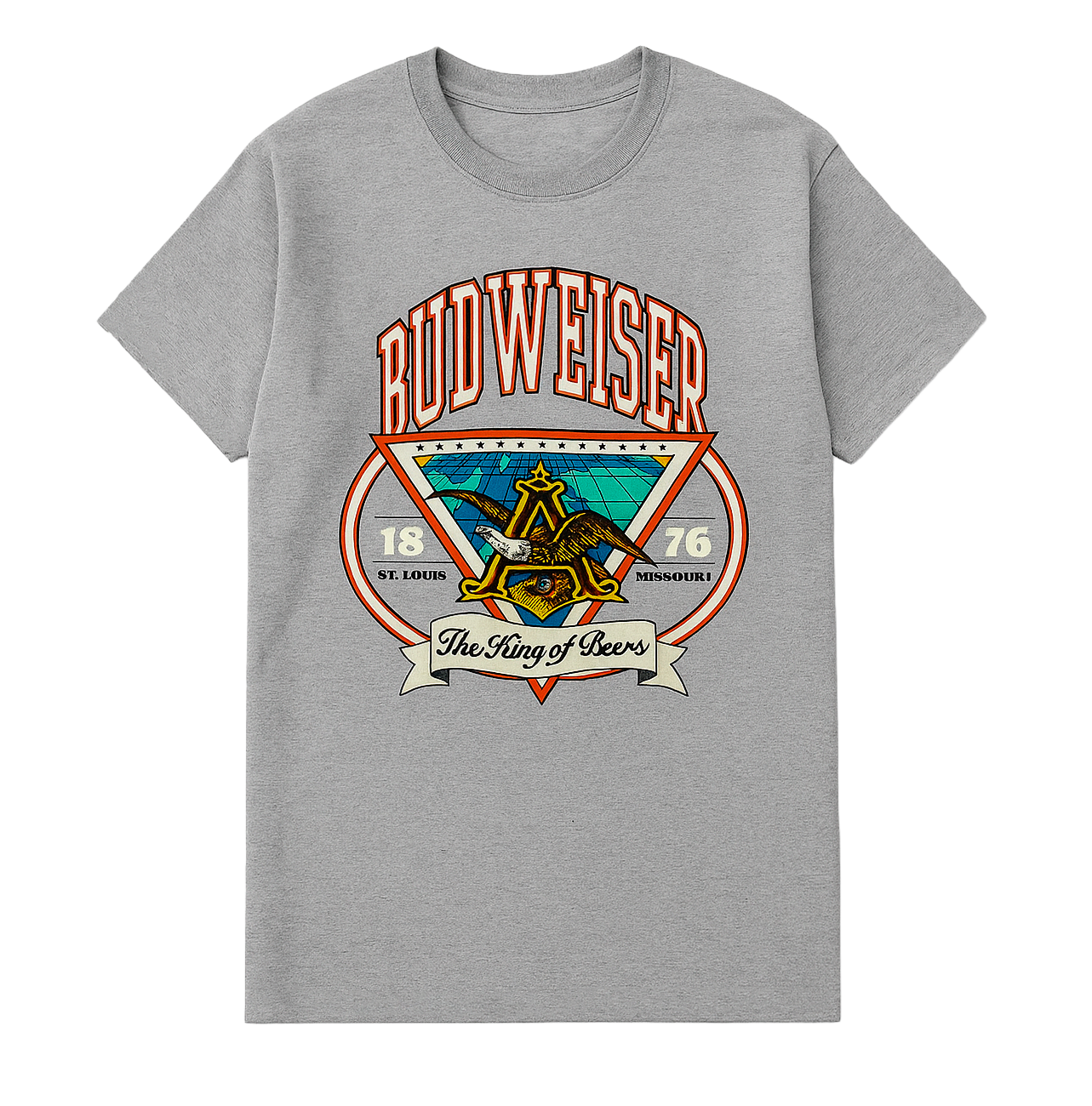 LICENSED BUDWEISER CUT-OFF CREWNECK TEE GREY - 2ANB0501
