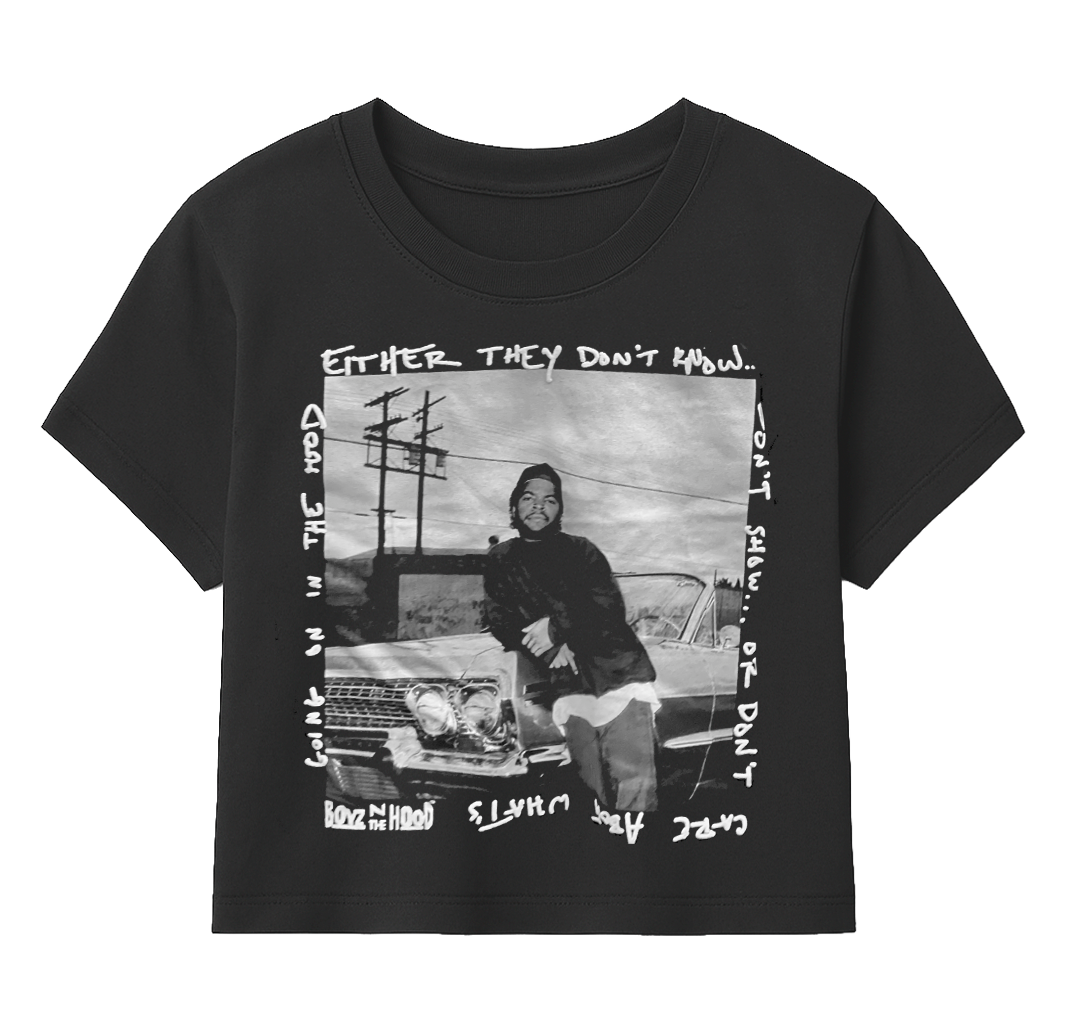 WOMENS LICENSED ICE CUBE S/S CROP T-SHIRT BLACK - LCSSTOP25