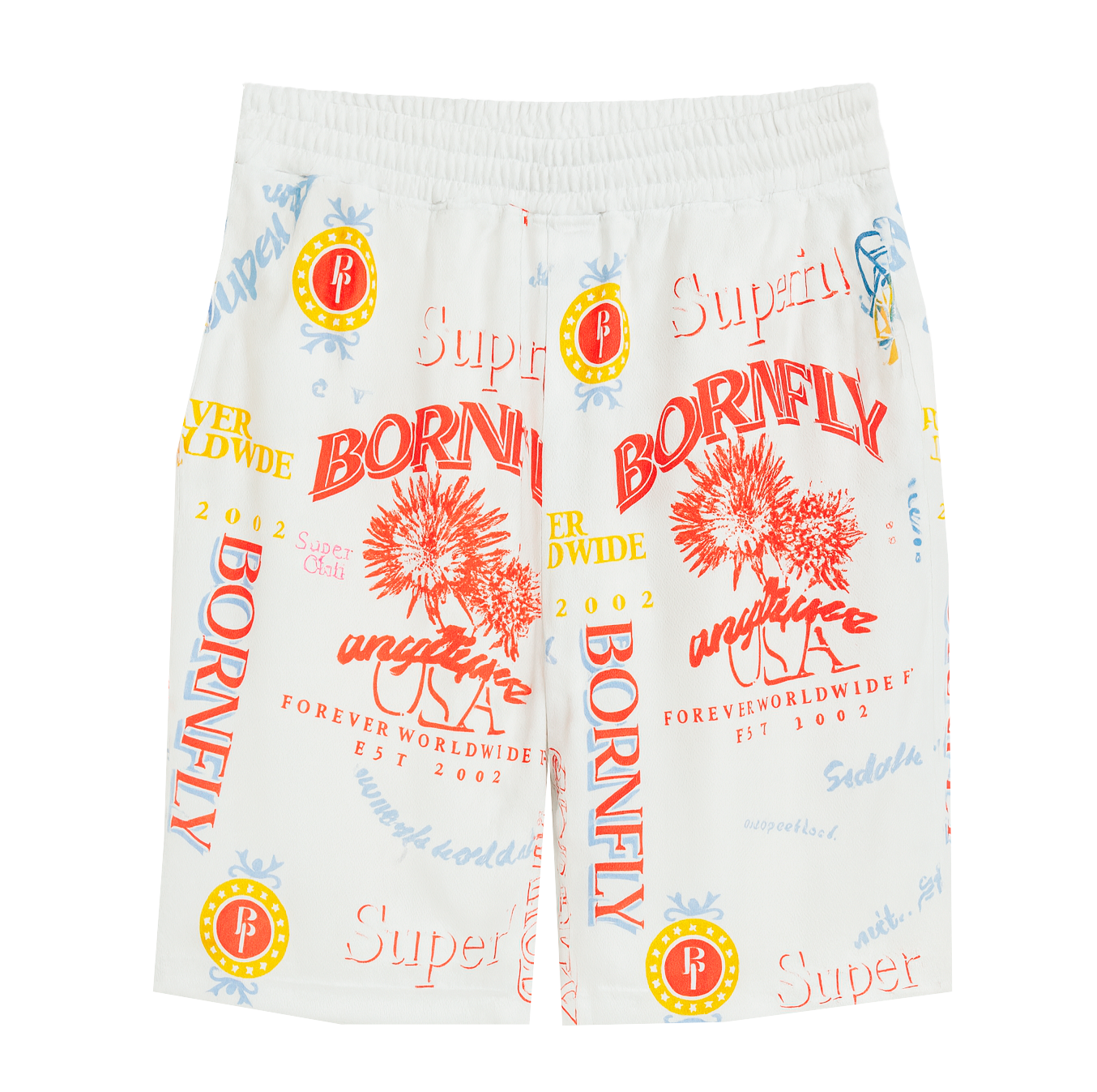 YOUTH BORN FLY ATHLETIC SHORTS WHITE/ORANGE - B04B3139