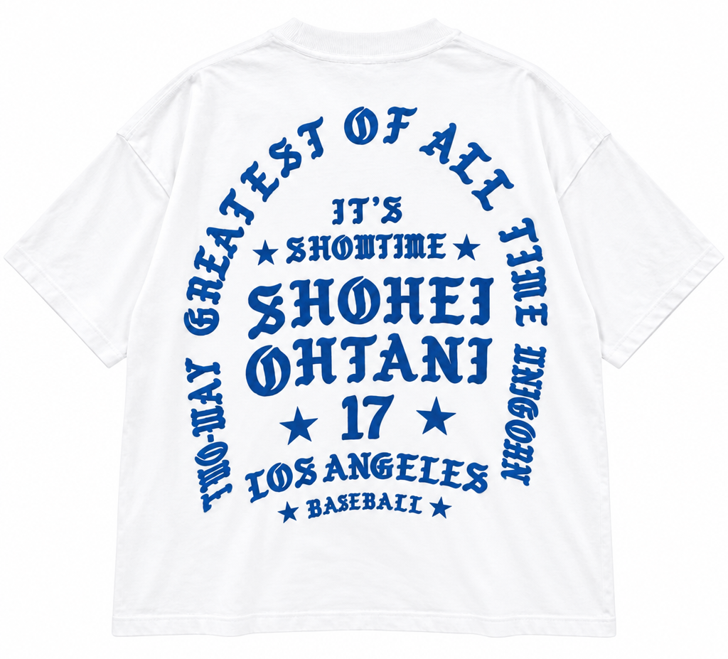 AUTHENTIC LEGENDS PUFF-PRINT T-SHIRT WHITE/BLUE - FEEL LIKE OTANI