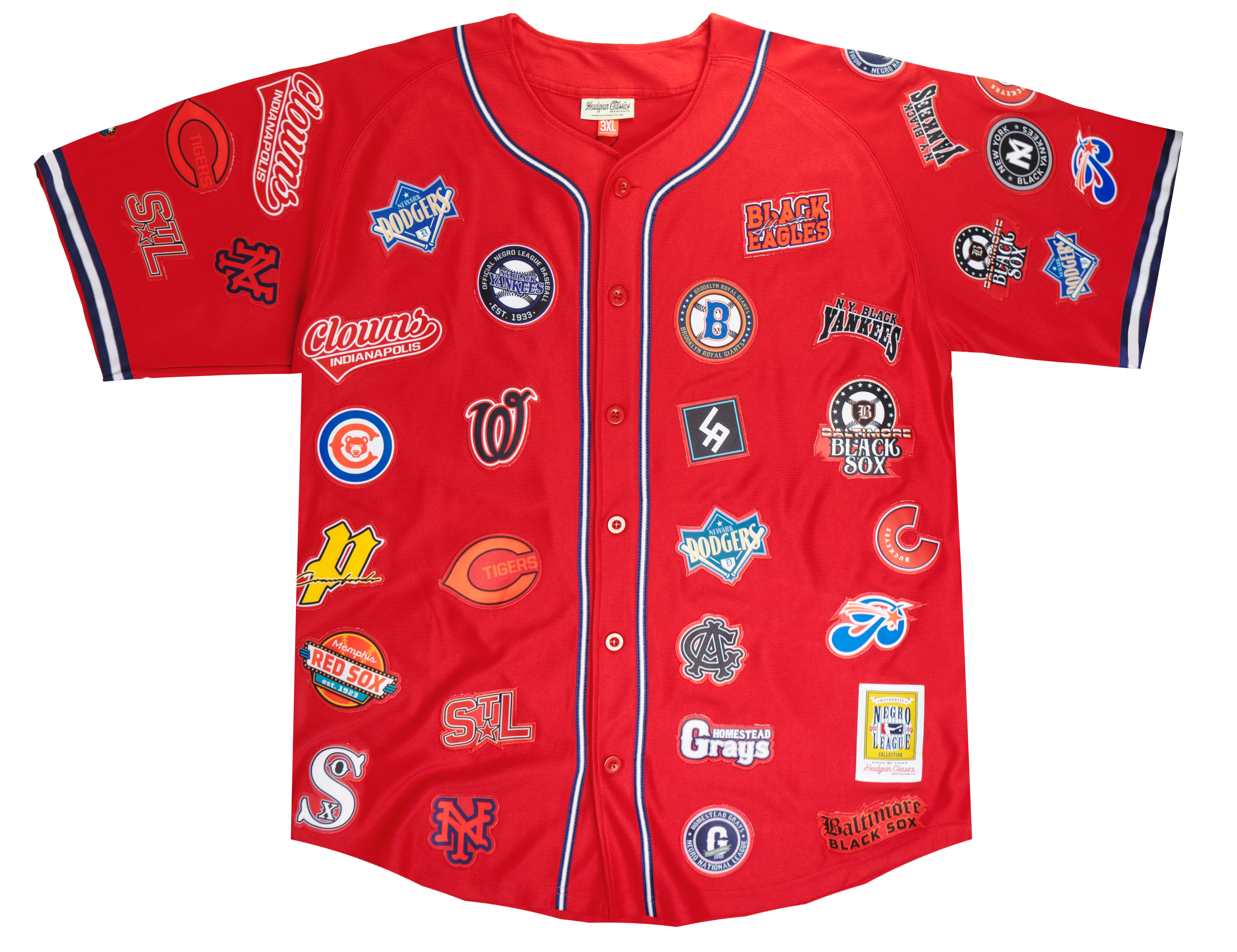 HEADGEAR NEGRO LEAGUE COLLAGE BASEBALL JERSEY RED - HGNL166-BAJ-04