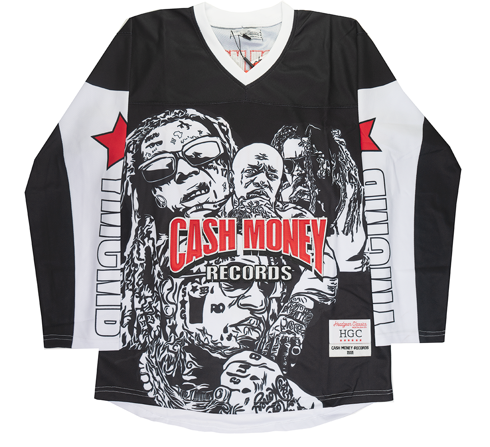 HEADGEAR CASH MONEY RECORDS HOCKEY JERSEY WHITE/BLK - HGC053-HKYJ-37