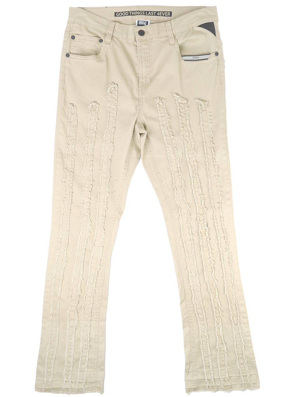 GTL4 STACKED FRAYED JEANS KHAKI - G241A-4509