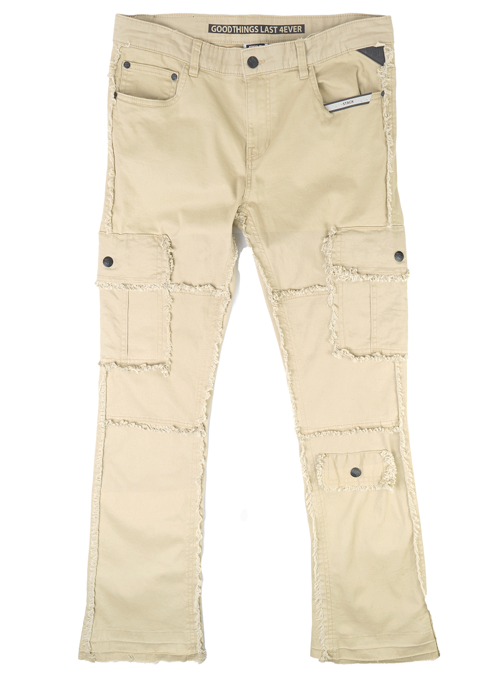 GTL4 STACKED FRAYED JEANS KHAKI G241A-4508 - Main Image