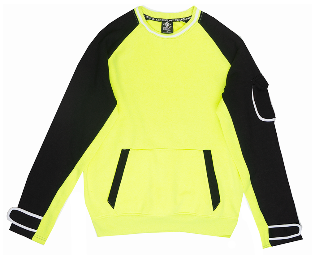 SWITCH CARGO POCKET CREWNECK NEON LIME - SF9206