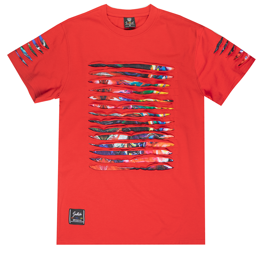 SWITCH RIPPED T-SHIRT RED - SS2140