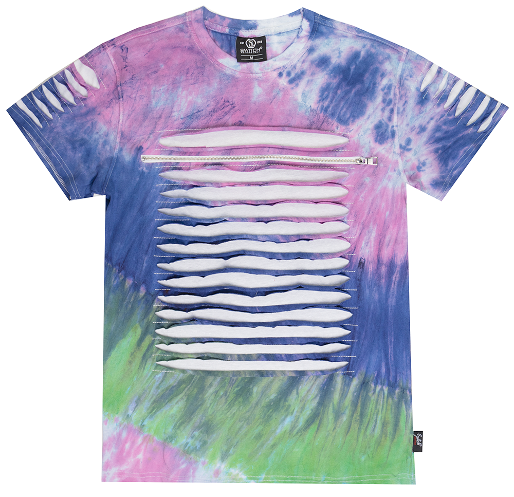 SWITCH RIPPED TIE DYE T-SHIRT PURPLE - SS0080