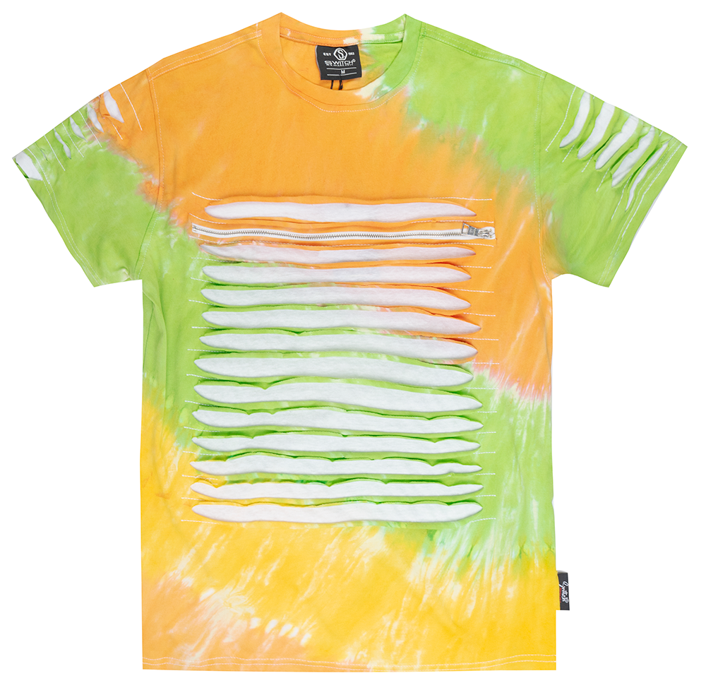 SWITCH RIPPED TIE DYE T-SHIRT GREEN - SS0080