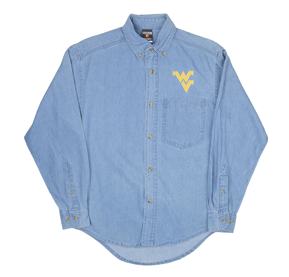 YOUTH WEST VIRGINIA MOUNTAINEERS L/S BUTTON DOWN INDIGO - SSDJKTWV