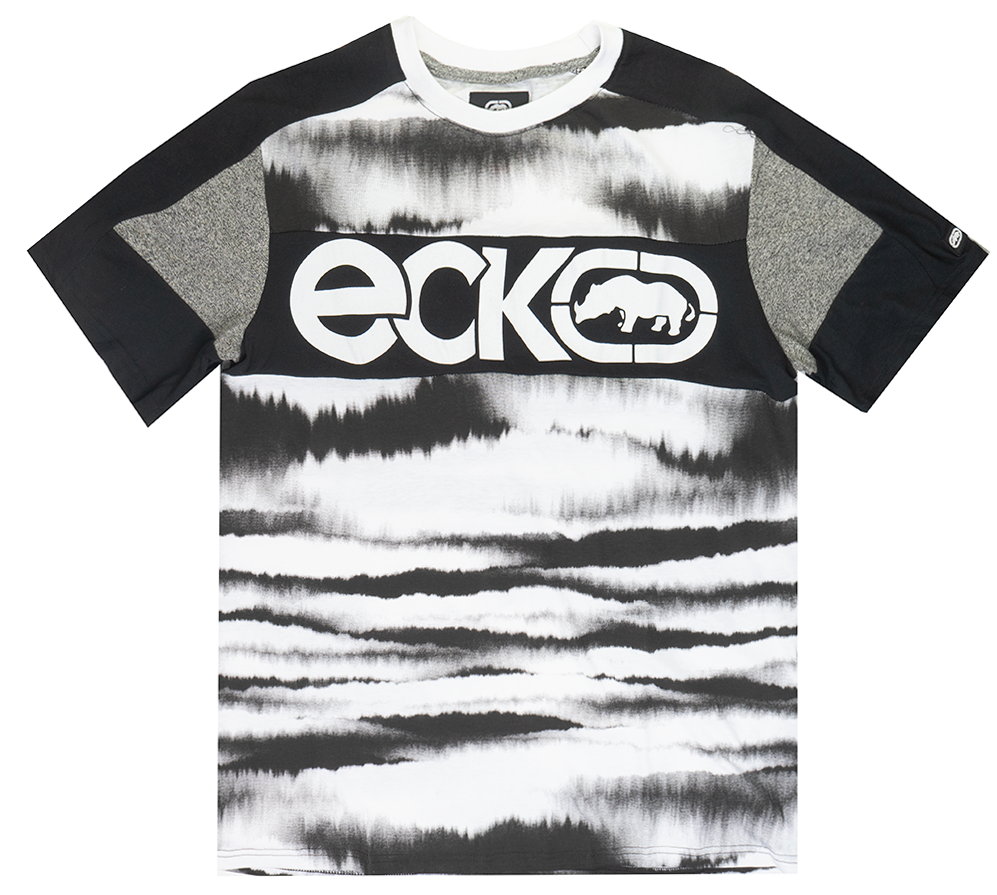 ECKO UNLTD LOGO T-SHIRT WHITE/BLACK TIE DYE SKIES - EO12K925