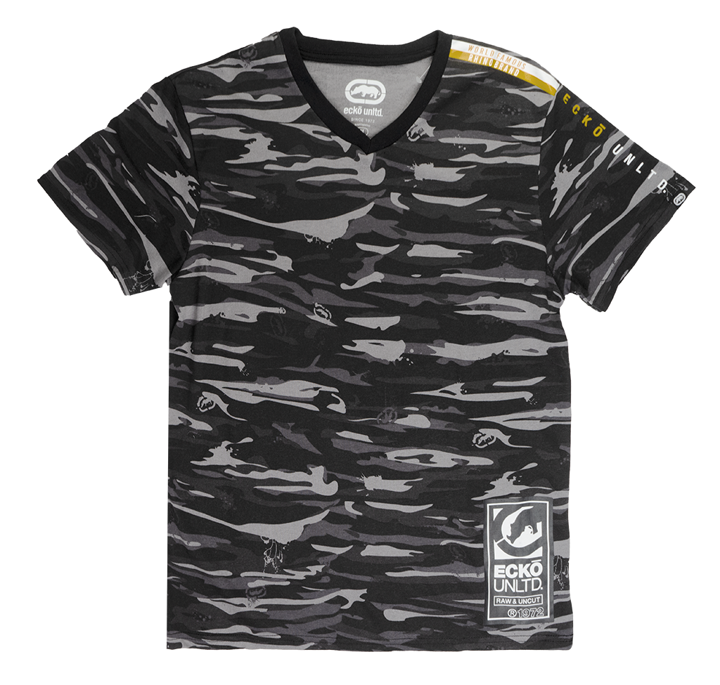 ECKO UNLTD LOGO T-SHIRT BLACK CAMO - EO31K799
