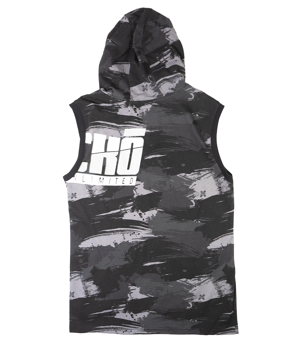 ECKO UNLTD SLEEVLESS HOODIE SHIRT NIGHT BROADSTROKE CAMO - EO12K886