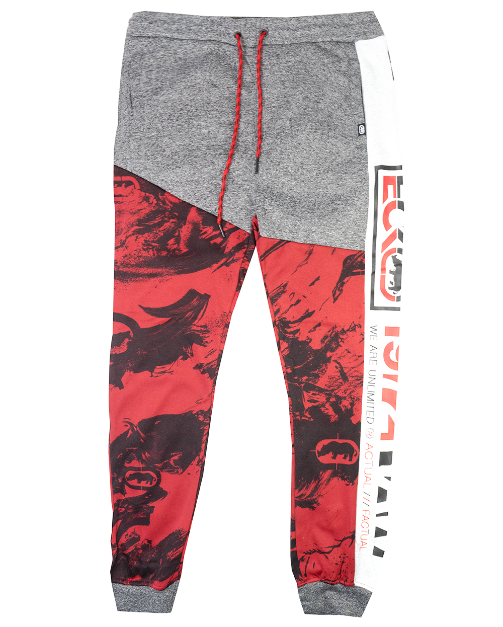 MARC ECKO JOGGER PANTS BLACK MARLED TRUE RED - EO12G740