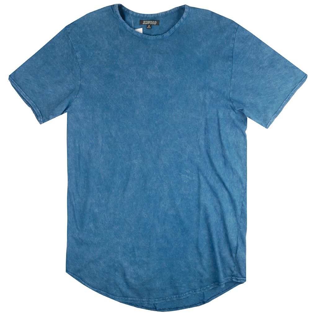 ELWOOD S/S CURVED HEM T-SHIRT BLUE WASH - EMT029255