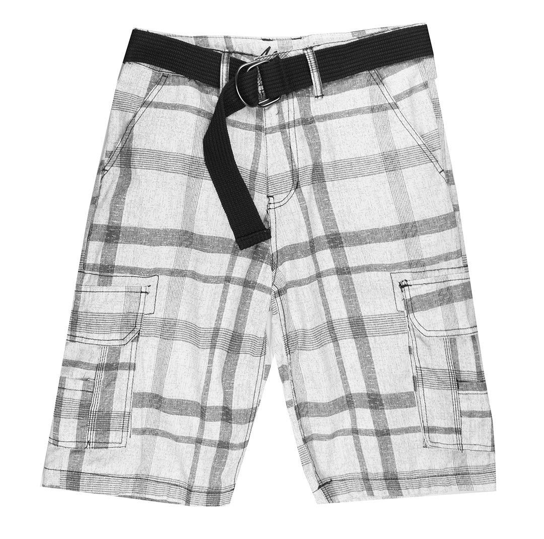 MACHINE BELTED CARGO SHORTS WHITE HTR - 68S05039GO