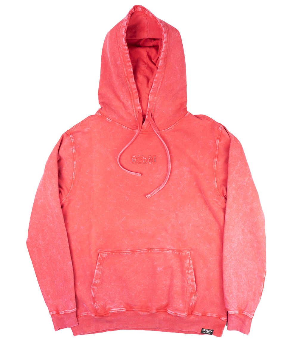R3BEL PIGMENT DYE HOODIE RED - 622-300