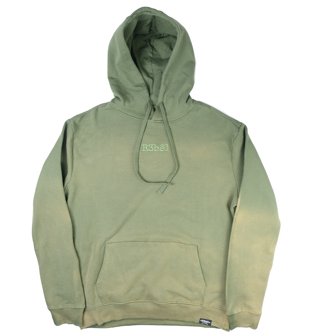 R3BEL PIGMENT DYE HOODIE OLIVE - 622-301
