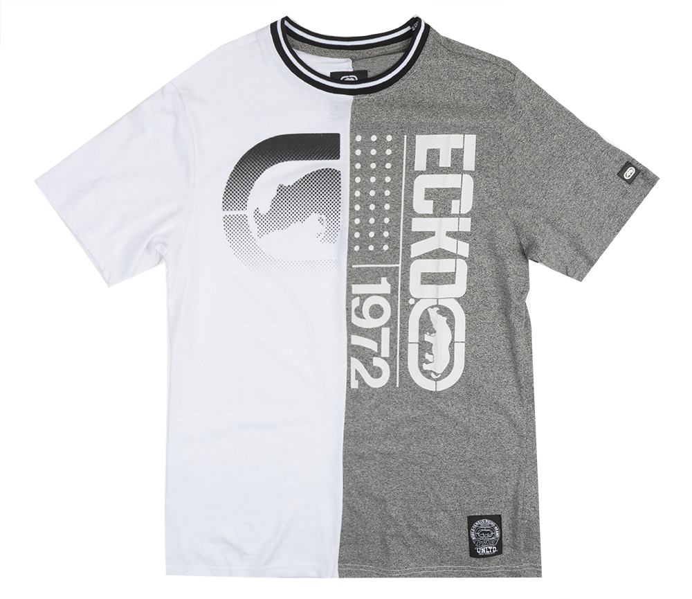 ECKO UNLTD LOGO T-SHIRT WHT/GREY MARLED - EO12K1049