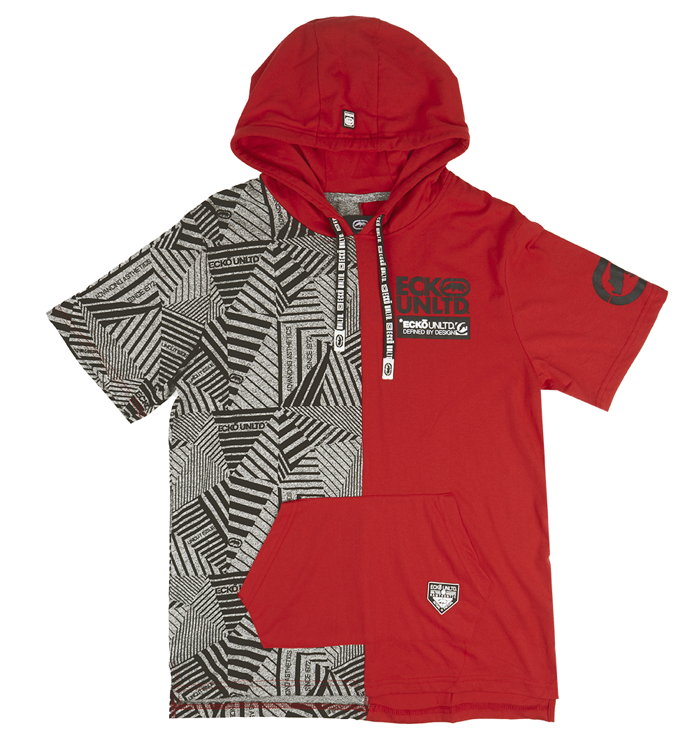 ECKO UNLTD S/S HOODIE SHIRT TRUE RED - EO12K903