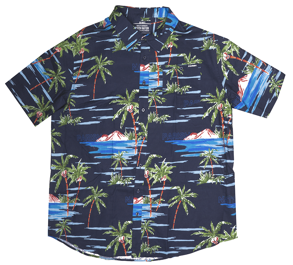 PARISH NATION BUTTON DOWN S/S SHIRT NAVY - N07W2603 - Steal Deal