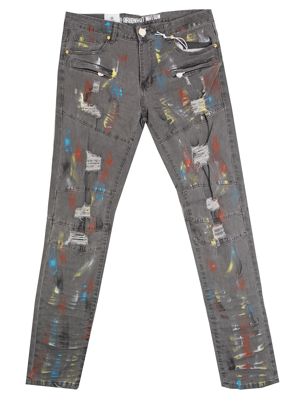 ARGONAUT NATION DISTRESSED DENIM JEANS GREY - P2107