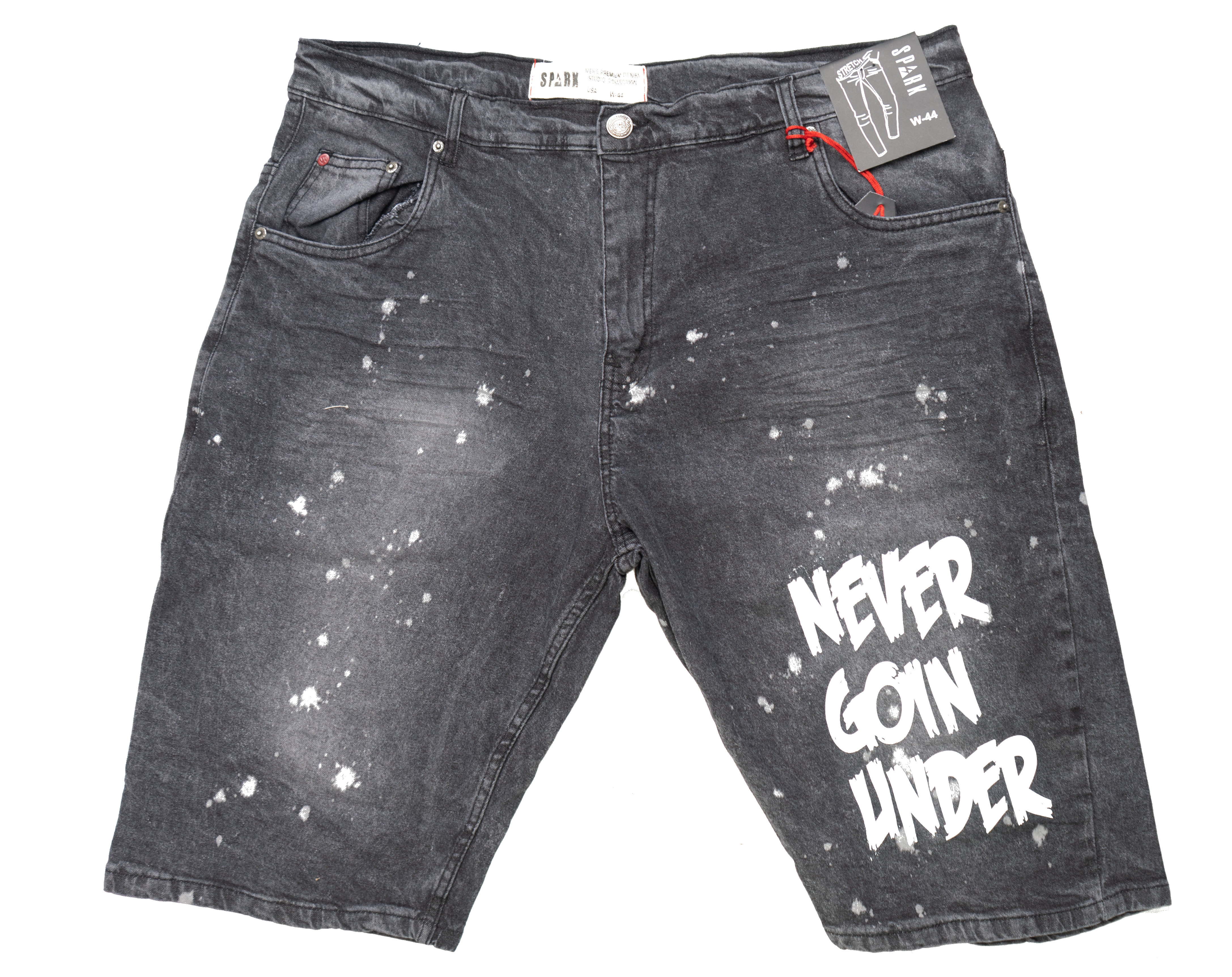 SPARK SPLATTER DENIM SHORTS ICE BLACK - 11635