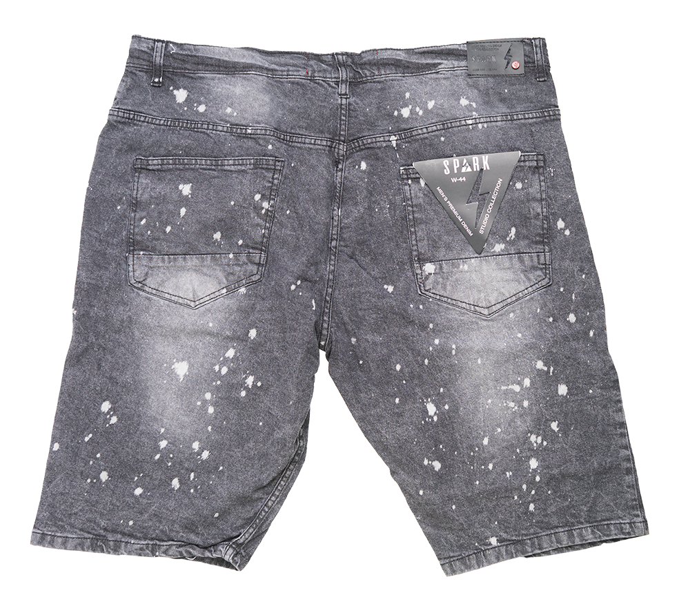 SPARK SPLATTER DENIM SHORTS ICE BLACK - 11635