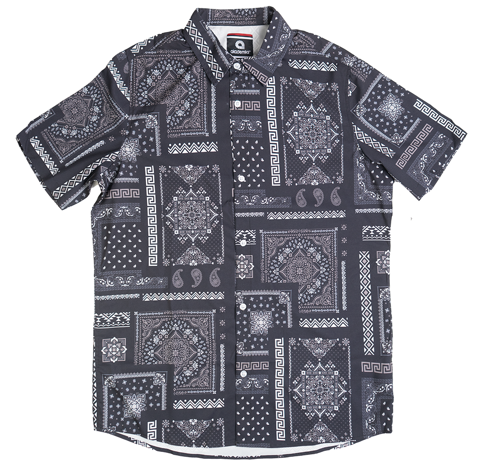 AKADEMIKS S/S BUTTON DOWN BLACK - A13SW16