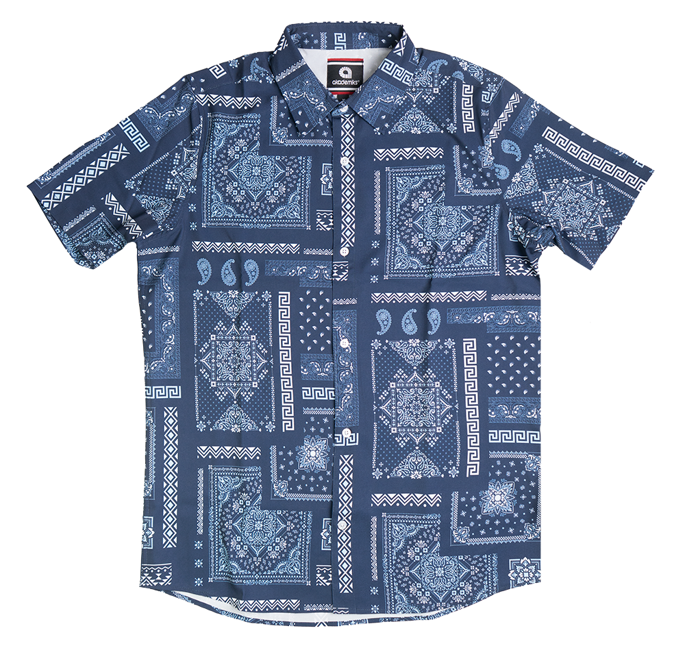 AKADEMIKS S/S BUTTON DOWN NAVY - A13SW16