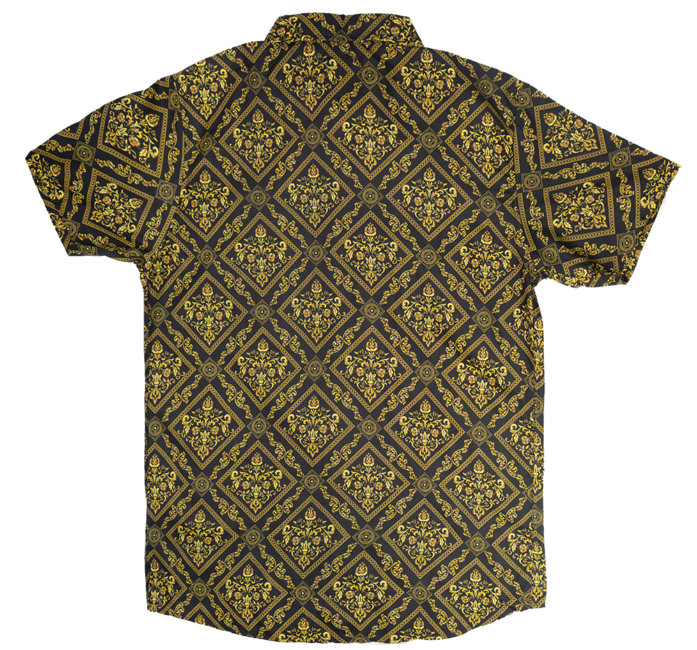 AKADEMIKS S/S BUTTON DOWN BLACK/GOLD - A13SW22
