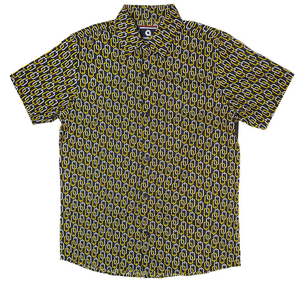 AKADEMIKS S/S BUTTON DOWN BLACK/GOLD - A13SW18