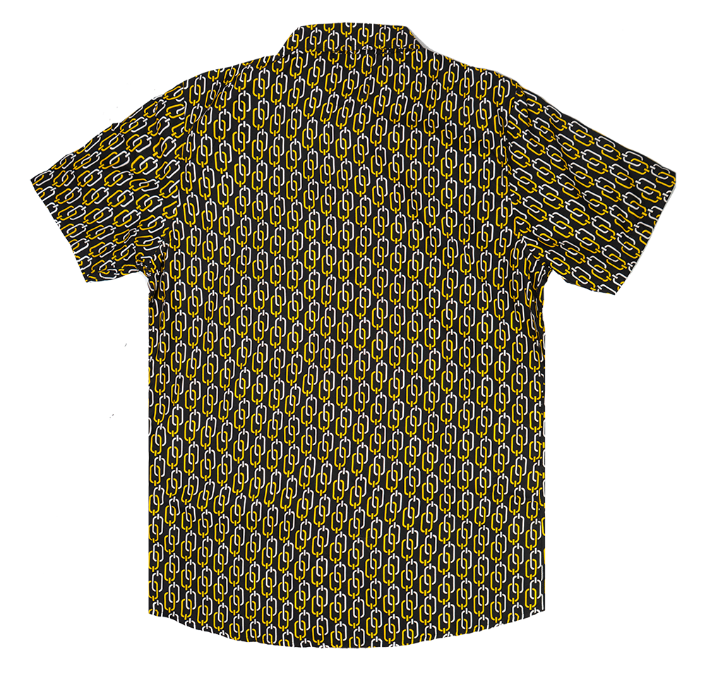 AKADEMIKS S/S BUTTON DOWN BLACK/GOLD - A13SW18