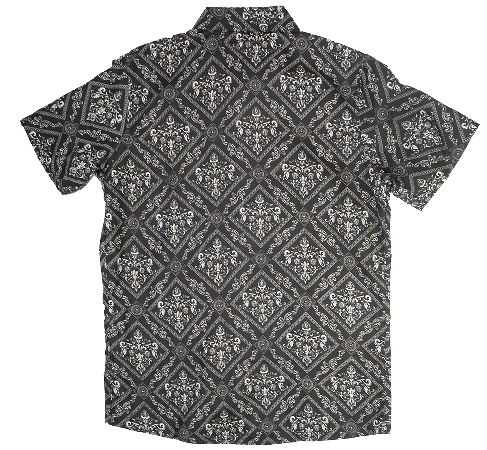 AKADEMIKS S/S BUTTON DOWN BLACK/GREY - A13SW22