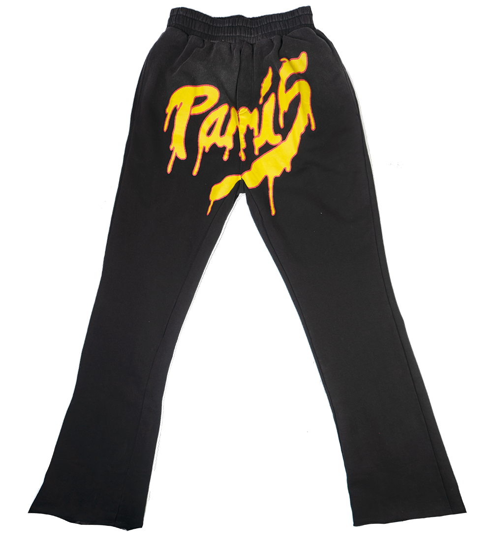 GFTD LA STACKED SWEATPANTS WASH BLACK - PRAY FOR PARIS